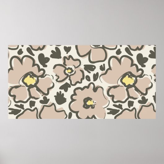Nahtloses Muster mit handgezeichneten Blume Poster (Vorne)