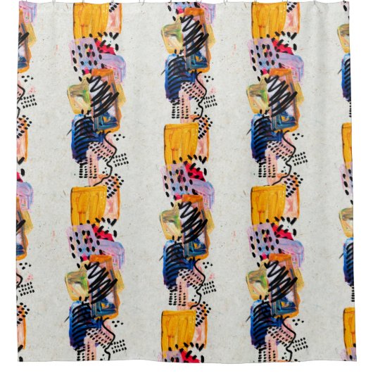 Nahtloses Muster mit handgezeichneten Pinselstrich Duschvorhang (Vorderseite)