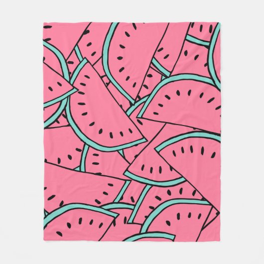 Nahtloses Muster mit handgezeichneten Wassermelone Fleecedecke (Vorderseite)