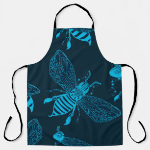 Nahtloses Muster mit handgezogenen Bienen. Mode-Ki Schürze