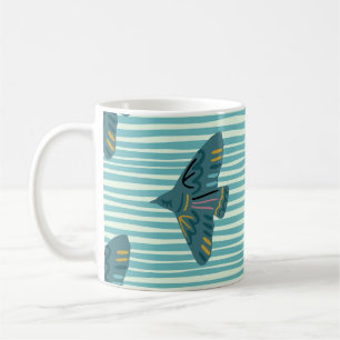 Nahtloses Muster mit handgezogener Vogelschutzhaub Kaffeetasse