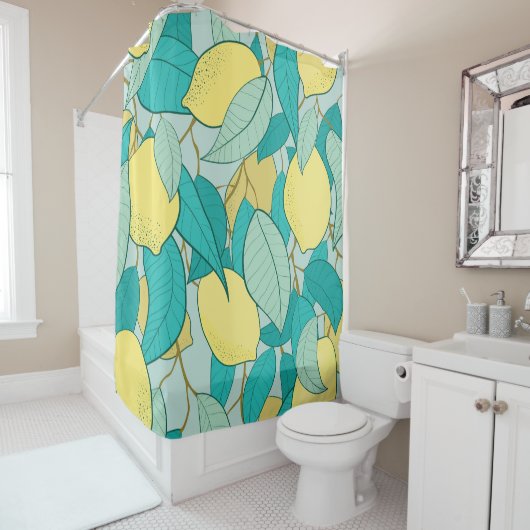 nahtloses Muster mit handgezücktem Zitronengarten Duschvorhang (Beispiel)