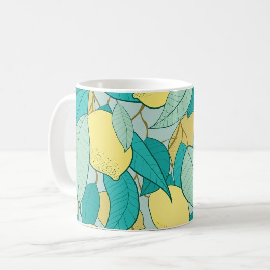 nahtloses Muster mit handgezücktem Zitronengarten Kaffeetasse (Vorderseite Links)