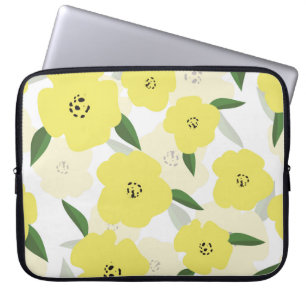 Nahtloses Muster mit hellgelben Blumen Rückgrat Laptopschutzhülle