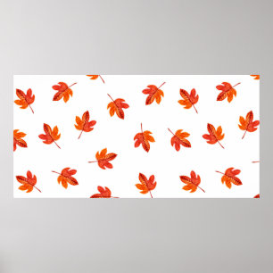 Nahtloses Muster mit Herbstblättern. Aquarellha Poster