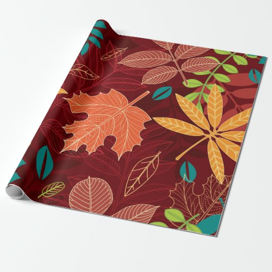 Nahtloses Muster mit Herbstblättern Geschenkpapier (Ungerollt)