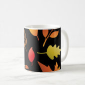 Nahtloses Muster mit herbstgefallenen Blättern und Kaffeetasse (VorderseiteRechts)