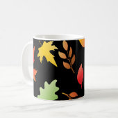 Nahtloses Muster mit herbstgefallenen Blättern und Kaffeetasse (Vorderseite Links)