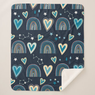 Nahtloses Muster mit Herz, Regenbogen und Zelesti Sherpadecke