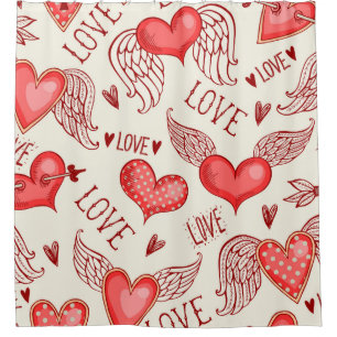 Nahtloses Muster mit Herzen. Happy Valentine's Da Duschvorhang