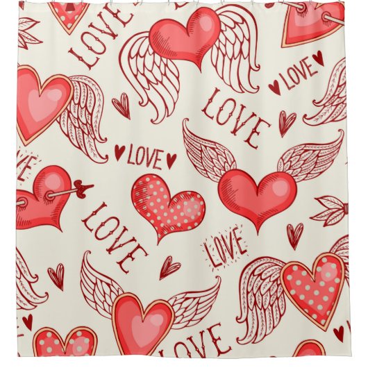 Nahtloses Muster mit Herzen. Happy Valentine's Da Duschvorhang (Vorderseite)