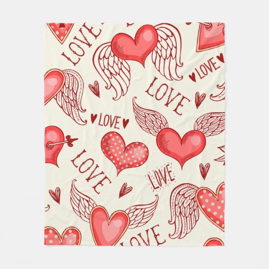 Nahtloses Muster mit Herzen. Happy Valentine's Da Fleecedecke (Vorderseite)