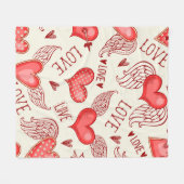 Nahtloses Muster mit Herzen. Happy Valentine's Da Fleecedecke (Vorderseite (Horizontal))