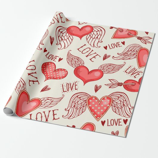 Nahtloses Muster mit Herzen. Happy Valentine's Da Geschenkpapier (Ungerollt)
