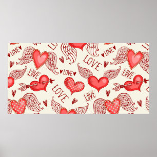 Nahtloses Muster mit Herzen. Happy Valentine's Da Poster