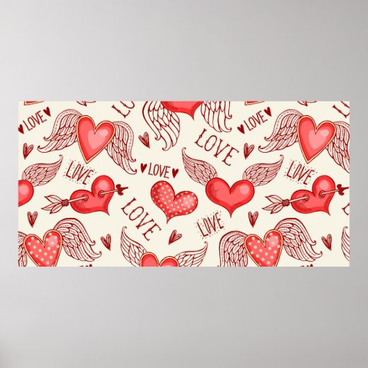 Nahtloses Muster mit Herzen. Happy Valentine's Da Poster (Vorne)