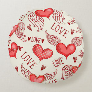 Nahtloses Muster mit Herzen. Happy Valentine's Da Rundes Kissen