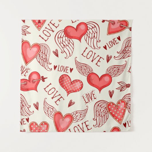 Nahtloses Muster mit Herzen. Happy Valentine's Da Wandteppich (Vorderseite)