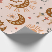 Nahtloses Muster mit Himmelsauge, Mond, Sonne Geschenkpapier (Ecke)