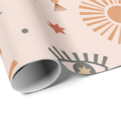 Nahtloses Muster mit Himmelsauge, Mond, Sonne Geschenkpapier (Rolleneckpunkt)