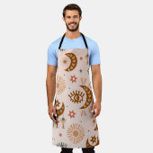 Nahtloses Muster mit Himmelsauge, Mond, Sonne Schürze (Getragen)