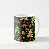 Nahtloses Muster mit Hirschen im Wald. Kaffeetasse (VorderseiteRechts)