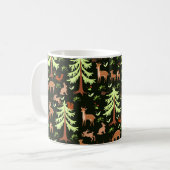 Nahtloses Muster mit Hirschen im Wald. Kaffeetasse (Vorderseite Links)