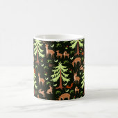 Nahtloses Muster mit Hirschen im Wald. Kaffeetasse (Mittel)
