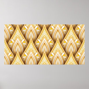 Nahtloses Muster mit indigenen Motiven aus Gold. e Poster