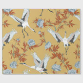 Nahtloses Muster mit japanischen weißen Kranen und Geschenkpapier (Flach)