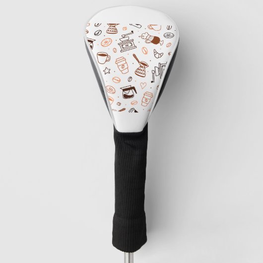 Nahtloses Muster mit Kaffeedokumenten Golf Headcover (Vorderseite)