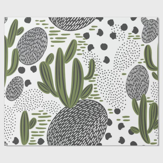 Nahtloses Muster mit Kakteen auf weißem Hintergrun Geschenkpapier (Flach)