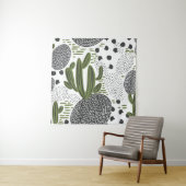 Nahtloses Muster mit Kakteen auf weißem Hintergrun Wandteppich (Beispiel)