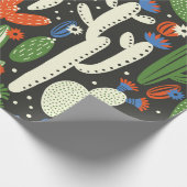 Nahtloses Muster mit Kaktus auf schwarzem Hintergr Geschenkpapier (Ecke)