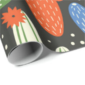 Nahtloses Muster mit Kaktus auf schwarzem Hintergr Geschenkpapier (Rolleneckpunkt)