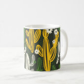 Nahtloses Muster mit Kaktus auf schwarzem Hintergr Kaffeetasse (VorderseiteRechts)