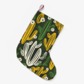 Nahtloses Muster mit Kaktus auf schwarzem Hintergr Kleiner Weihnachtsstrumpf (Vorderansicht (hängend))