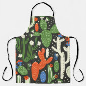 Nahtloses Muster mit Kaktus auf schwarzem Hintergr Schürze (Vorderseite)