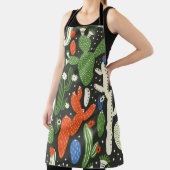 Nahtloses Muster mit Kaktus auf schwarzem Hintergr Schürze (InSitu)