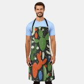 Nahtloses Muster mit Kaktus auf schwarzem Hintergr Schürze (Getragen)