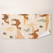 Nahtloses Muster mit Kameln, Dünen und Kakteen. Cu Badehandtuch (Badehandtuch)