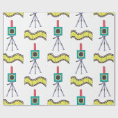 Nahtloses Muster mit Kameras und Filmstreifen Geschenkpapier (Flach)