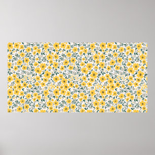 Nahtloses Muster mit kleinen gelben Blumen Poster