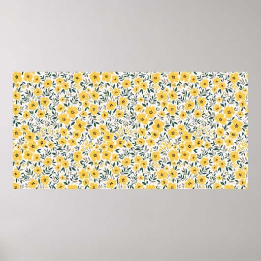 Nahtloses Muster mit kleinen gelben Blumen Poster (Vorne)