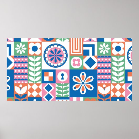 Nahtloses Muster mit Kürbis, handgezeichnet in Ret Poster (Vorne)