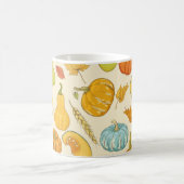 Nahtloses Muster mit Kürbis, Herbstblättern, ca Kaffeetasse (Mittel)