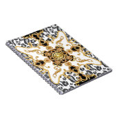 Nahtloses Muster mit Leoparden und goldenem Barren Notizblock (Rechte Seite)