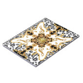 Nahtloses Muster mit Leoparden und goldenem Barren Notizblock (Linke Seite)