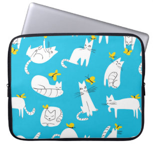 Nahtloses Muster mit lustigen Katzen, die mit Hint Laptopschutzhülle