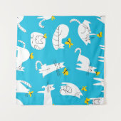 Nahtloses Muster mit lustigen Katzen, die mit Hint Wandteppich (Vorderseite (Horizontal))